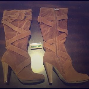 Tan knee high boots